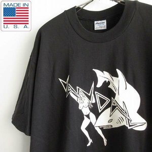 新品 90s USA製 エロT ヌード女性×サメ 半袖Tシャツ 黒 L程度 ブラック アメリカ製 ビンテージ デッドストック D145-01-0014ZVW