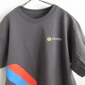 美品 chrome クローム 企業物 半袖Tシャツ グレー系 XL アドバタイジング クロームブック Google グーグル 新品同様 d143-01-0106ZVW