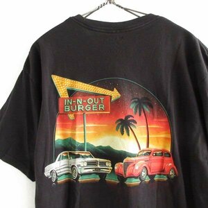 美品 IN-N-OUT BURGER カリフォルニア アメ車 半袖Tシャツ 黒 L インアンドアウトバーガー ハンバーガー D147-01-0022ZVW