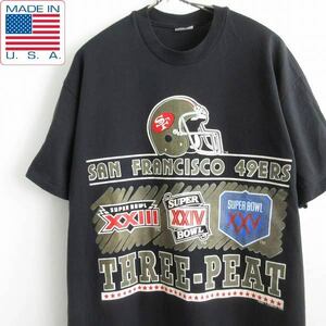 USA製 1990年製 NFL 49ERS SUPER BOWL 2連覇 半袖Tシャツ 黒 XL ブラック 90's アメフト アメリカ製 ビンテージ d143-01-0113ZV