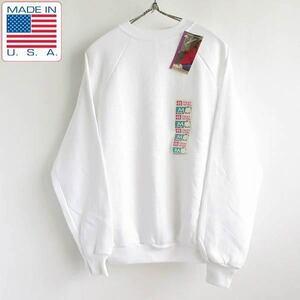 新品 90s USA製 Hanes ヘインズ 無地スウェット 白 メンズS位 ラグランスリーブ トレーナー アメリカ製 デッドストック D143-13-0059ZV