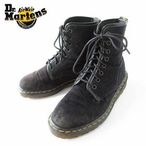 英国製 ドクターマーチン 起毛ファブリック 1460 8ホール ブーツ 黒 UK4 23cm レディース Dr.Martens 靴 d114-32-0165