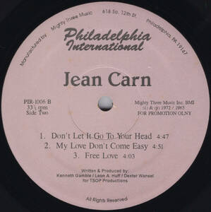 美盤プロモ Garageクラシック ★Free Love／Don't Let It Go To Your Head｜Jean Carn★ Dexter Wansel, Gamble & Huff, MURO, PIR-1006