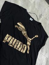 PUMA　プーマ ロング丈 　 ワンピース　Ｔシャツ　Mサイズ　ブラック　ゴールド半袖Tシャツ_画像2