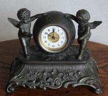 戦前　天使の置時計　TOYO CLOCK　東洋時計　ゼンマイ式　動きます　アールヌーボー　インテリア　置物　_画像2