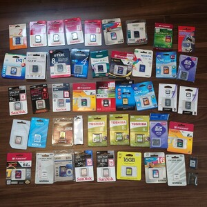  unused SD card,SDHC card,SDXC etc. 46 sheets summarize set kioxia, Toshiba 64gb,16gb,sandisk 32gb,16gb,8gb,2gb,victor 8gb,sonyme Moss teduo 1gb etc. 