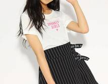 新品　 PINK-latte　ロゴテープスリーブ Tシャツ 　オフホワイト(003)　02(M165cm) 　定価1078円 _画像1