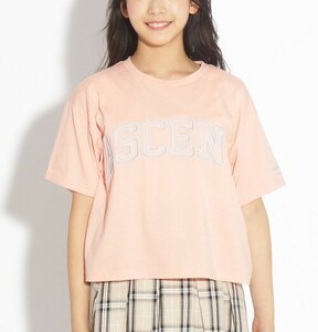 新品　PINK-latte【吸水速乾/洗濯物が乾きやすい】3Dロゴししゅうショート丈Tシャツ 　ピンク(072)　16(160cm)　定価2189円