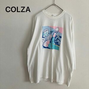 COLZA コルザ Tシャツ 長袖 プリント ホワイト白 L レディース