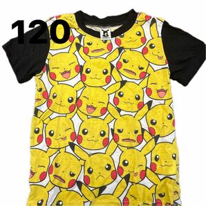 子供服 半袖Tシャツ Tシャツ カットソー 半袖 総柄 ポケモン ピカチュウ size120