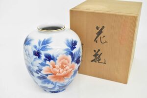 (769L 0404M31) 1円～ 深川製磁 宮内庁御用達 花瓶 共箱 花器 壷 花生 オブジェ 骨董