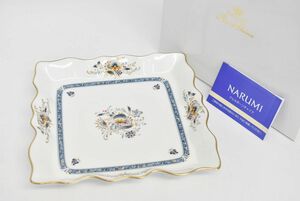 (777M 0411M23) 1円～ 未使用 NARUMI ナルミ ボーンチャイナ フレアプレート 角皿 大皿 洋食器