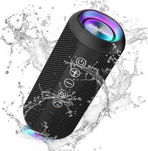Bluetooth スピーカー 防水IPX7 ワイヤレススピーカー お風呂適用 LEDライト付き 30時間連続再生 24W出力 小型 重低音 高音質