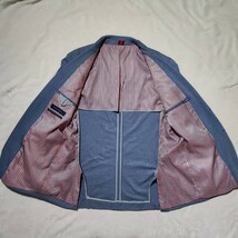 美品 希少! XXL~XL相当 ザラマン ストライプ ZARA MAN テーラードジャケット アンコン 綿 青 メンズ 大きいサイズ 伸縮有 春夏 着心地◎ 54_画像5