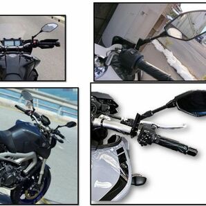 バイク ミラー 汎用 ヤマハ 川崎 ホンダ MT-07 MT-09 PCX GROM Z125 用 8MM 10MM 逆/正ネジ 社外品の画像10