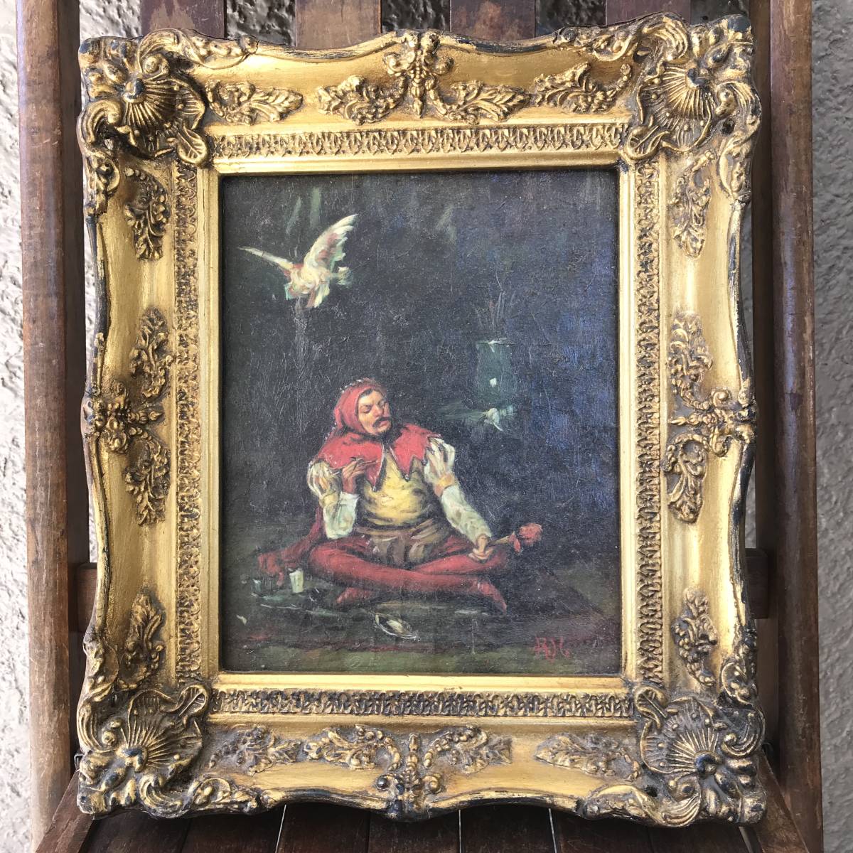 Objet rare! Très Ancien 19ème Siècle Peinture Ancienne Peinture à l'Huile Clown Bouffon / Amérique Europe Europe France Médiéval Puces New York Marchandises Diverses Angleterre, peinture, peinture à l'huile, peinture religieuse