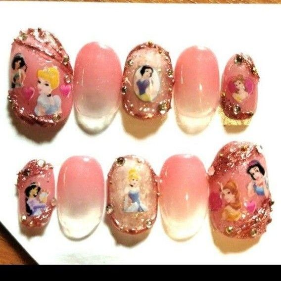 ジェルネイルチップ ディズニーネイル プリンセスネイル