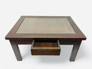 【アンティーク】ガラステーブル センターテーブル ウッド 木製