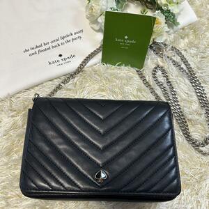 [ beautiful goods ] Kate Spade quilting chain shoulder bag leather black shoulder bag body bag shoulder .. diagonal .. black 