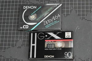 デンオンカセットテープ【 DENON : ” HG-Ｘ90・Zippy.Ⅱ64 ” 】HIGH POSITION(TYPEⅡ) 合計２巻 （未使用・未開封品）