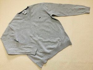 美品　サイズ5 LACOSTE ラコステ　 Vネック コットンニット　 グレー