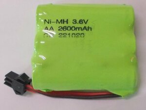 ニッケル水素バッテリー　Ni-MHバッテリー 3.6V 2600mA SMコネクタ 互換 単3×3本型 充電電池　バッテリー　即納　特記