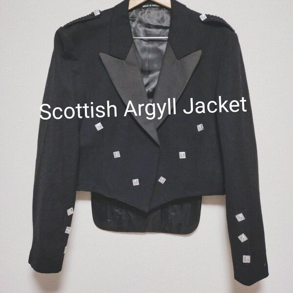 美品☆【Scottish Argyll Jacket】VINTAGE MEN ジャケット ブラック ピュアウール 黒