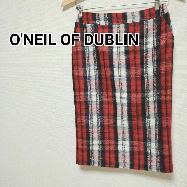 美品【O'NEIL OF DUBLIN】ウール100％ 薄手 チェック スカート
