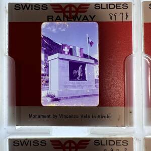 [ former times railroad photograph negapoji] Switzerland National Railways #Monument by Vincenzo Vela in Airolo# star .. place warehouse #P-897B