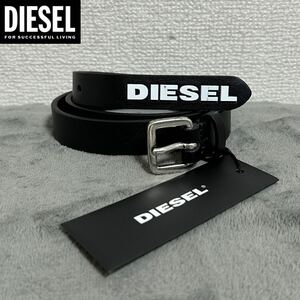 新品 未使用 タグ付き ★定価6,380円 DIESEL ディーゼル レディース 80cm ロゴ ベルト 細身 ブラック 13