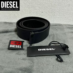 新品 未使用 タグ付き ★定価11,000円 DIESEL ディーゼル メンズ 85cm 牛革 カウレザー ベルト ロゴ バックル ブラック 02の画像1