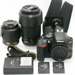 美品 Nikon デジタル一眼レフカメラ D3500 ダブルズームキット D3500WZ 予備バッテリー付き