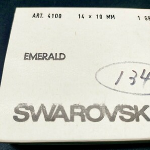 ☆未使用 ヴィンテージ SWAROVSKI スワロフスキー ルース 4100 Emerald エメラルド GOLD FOILED ゴールドフォイル 134個 14×10 MM 裸石 67の画像10