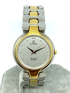 [ prompt decision / operation goods ] CYMA Cima Sealordsi- load 411 men's watch gray face combination silver Gold rhinestone 2P