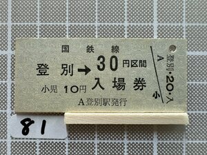 Ga81.硬券入場券 登別駅