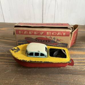 ブリキ おもちゃ 動物 ボート ウサギ 蝶々 カエル 犬 アルプス サル 鳥 HAPPY BOAT ポンポン船 MERRY STEAMER 昭和 の画像3