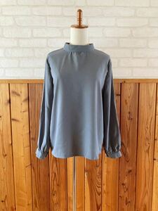 rirenfang lady's mok neck long sleeve shirt blouse L size rank cut and sewn tops plain simple X