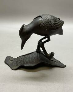 旧家より 古銅 香炉 鳥 鳥香炉 銅器 彫刻 アンティーク 