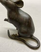 ネズミ 鼠 置物 オブジェ 銅製 動物 干支置物 重さ410g_画像3