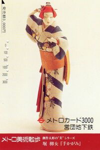 [即決]1993年発行A63 創作人形の美「手かがみ」堀 柳女 メトロ美術散歩 使用済「メトロカード」