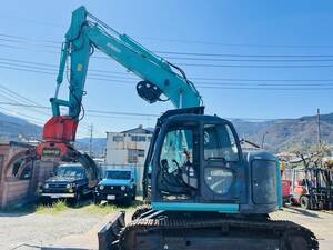 Kobelco SK135SR-2 油圧ショベル 南星電磁弁式グラップル2014 A45PL1 南星ウInch2014 PWF-25 remote controlincluded 排土板included　