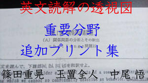 英文読解の透視図　重要分野追加プリント集　篠田重晃先生　玉置全人先生　中尾 悟先生　河合塾　駿台　鉄緑会　東進　Z会 英語