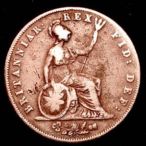 イギリス 1826年 ハーフペニー 銅貨 ジョージ４世 の画像2