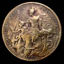 フランス　5サンチーム 銅貨 マリアンヌ 1916年 【ミントマーク★はレア！ 単年のみマドリード鋳造 Royal Mint of Spain】_画像3