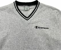 Champion ☆ Vネック 中厚手 Tシャツ ホワイトグレー L ルーズ感◎ スポーツ ストリート アメカジ ゆるだぼ 古着 チャンピオン■S3172_画像4