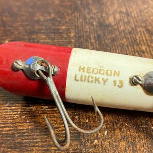 50s Heddon LUCKY13 黄目!! 1950年代 オールドへドン ラッキー13 黄目 レア サーフェイスリグ レッドヘッド 書き目首割れ オールドルアーの画像7