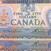 World Paper Money CANADA 5 Dollars【1972】〔Signature 2 Type〕_画像3