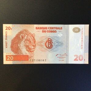 World Paper Money CONGO DEMOCRATIC REPUBLIC 20 Francs【1997】〔HdM〕の画像1