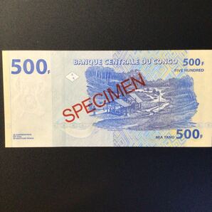 World Paper Money CONGO DEMOCRATIC REPUBLIC 500 Francs【2002】〔G&D〕〔SPECIMEN〕の画像2