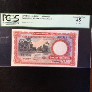 World Banknote Grading BRITISH WEST AFRICA《British Administration》20 Shillings【1953】『PCGS Grading Extremely Fine 45』